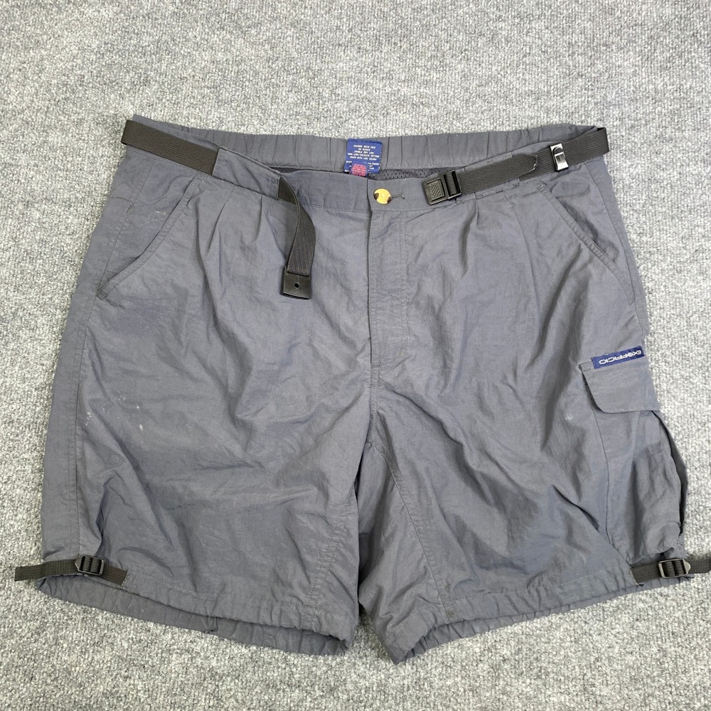 ExOfficio Mens Gray Nylon Hiking Cargo Shorts Size Large Belted Outdoor Trail